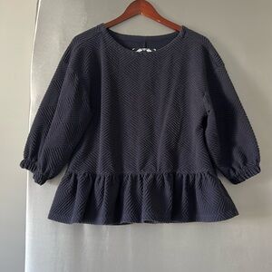 Maeve/Anthropologie navy peplum top